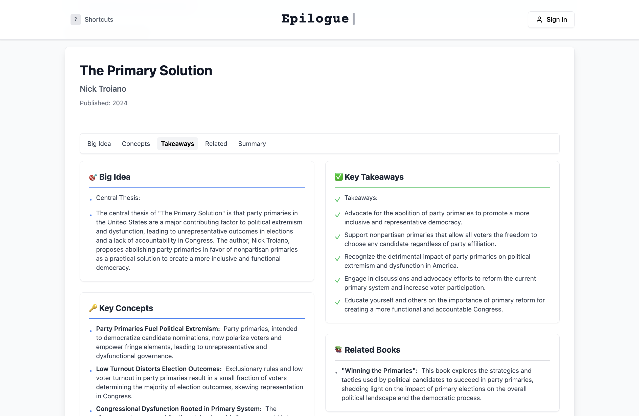 Epilogue - One-page book summary with key takeaways